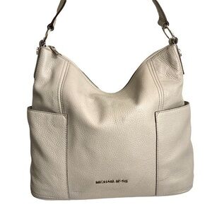 Michael kors gray leather hobo bag